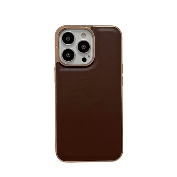 Etui til iPhone 14 6.1 Elegant kaffe farve firben mønster galvanisering ægte læder business