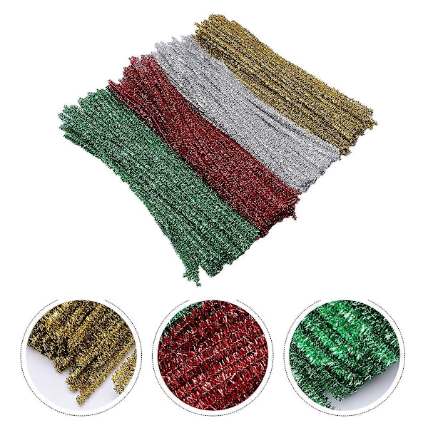 400 kpl DIY Joulukuusi Glitter Topit Kierretty Tanko Glitter Karvainen Tikku