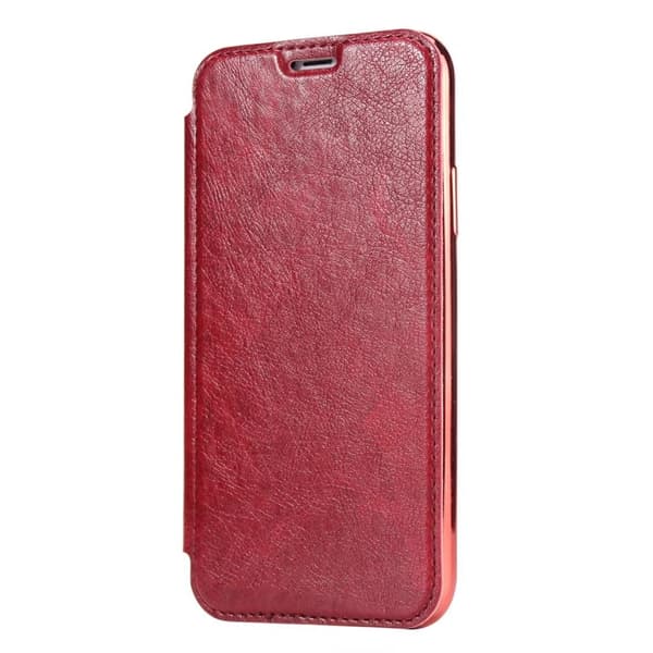 Etui til iPhone 14 Vinrød Ultratynd galvaniseret Flip