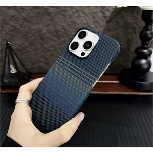 Fodral för iPhone 13 Pro Kolfiberstruktur Magnetisk Smal Profil Blå Noz36212
