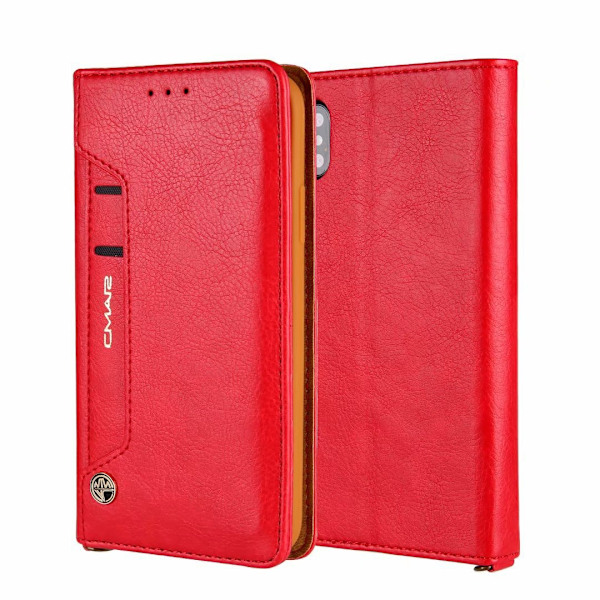 Etui til iPhone 16 rød Roterende Wallet med kortholder og snap-on Flip Wallet med kortholder