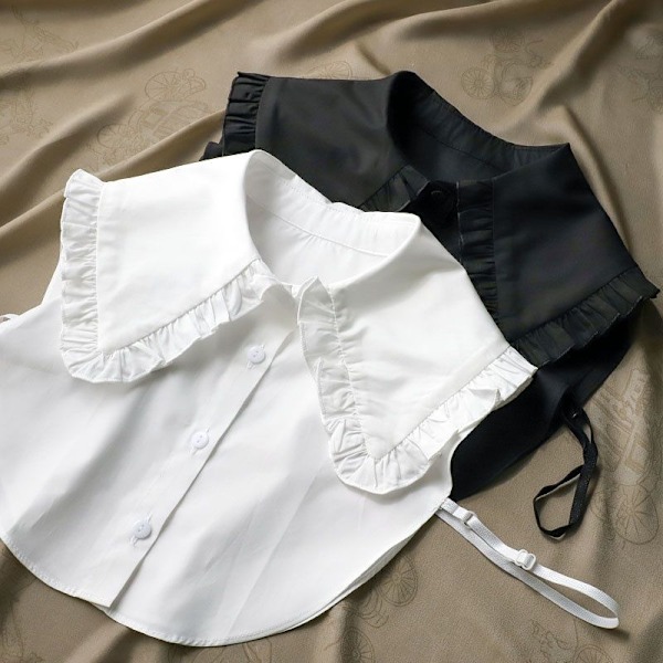 Naisten tekoviulus Nuken kaulus Rypytetty Monikäyttöinen Puhdas C High-end white ruffled round neck