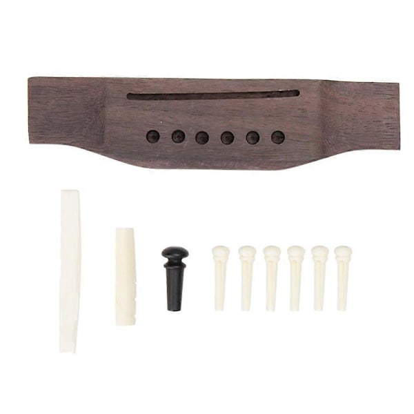 6 Strengers Akustisk Gitar Ebenholts Innlagt Bro Sal Mutter Bro Pins