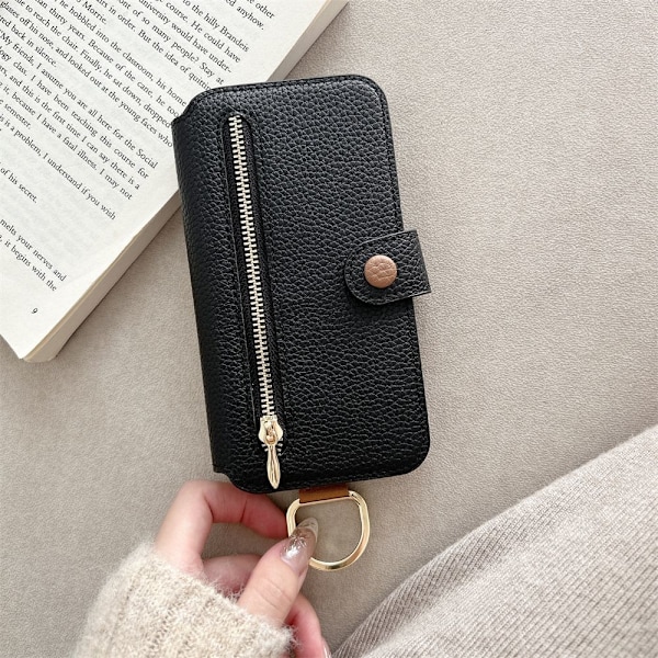Etui til iPhone 13 Mini sort Xiao Qingfeng Flip Håndled Hardware Ring