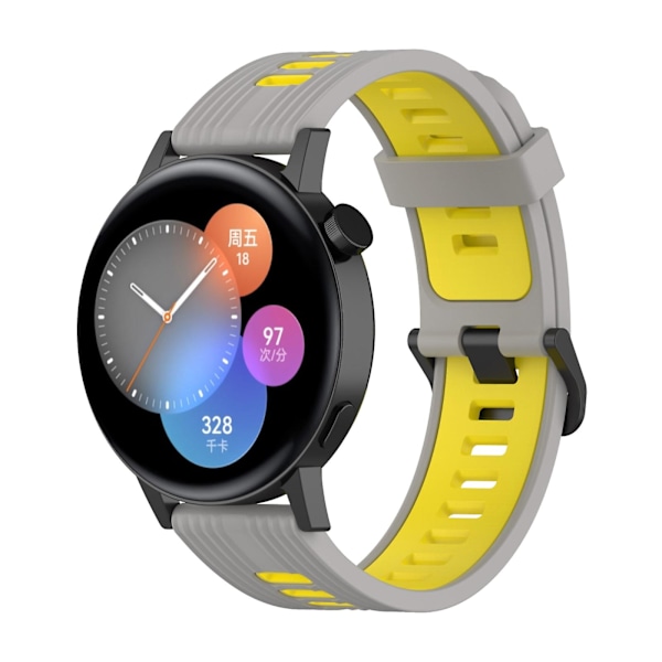 Grå Gul Grå Gul Silikone Urrem kompatibel med Huawei Watch Gt 3 42mm