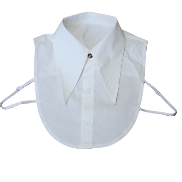 Dame falsk krage Avtakbar halv Business Dress Bomull Lang White