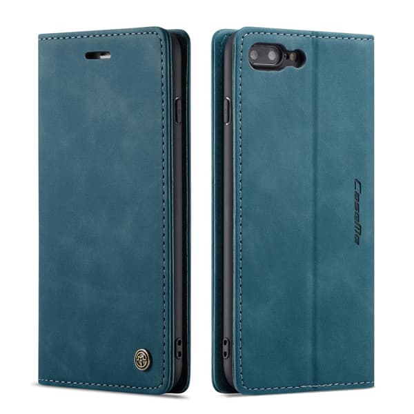 Etui til iPhone 14 Plus, blå Flip Wallet med kortholder, vintage