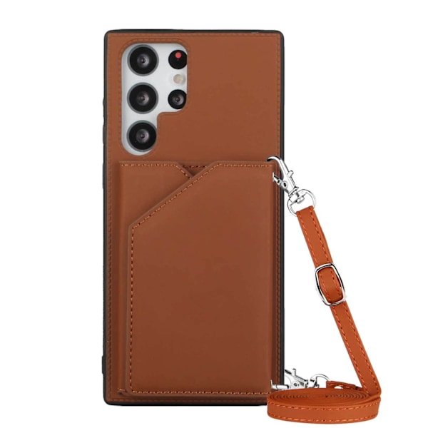 Fodral för iPhone 13 Khaki (med långt snöre) Mjukt Kortfodral Rem Multi-Kort