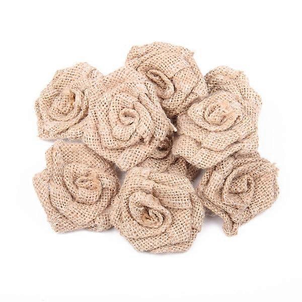 6 stk. Julepynt Kunstige Roser Sækkelærred Sækkelærred Rose Blomst Små Sækkelærredsblomster Jule Sækkelærredsroser
