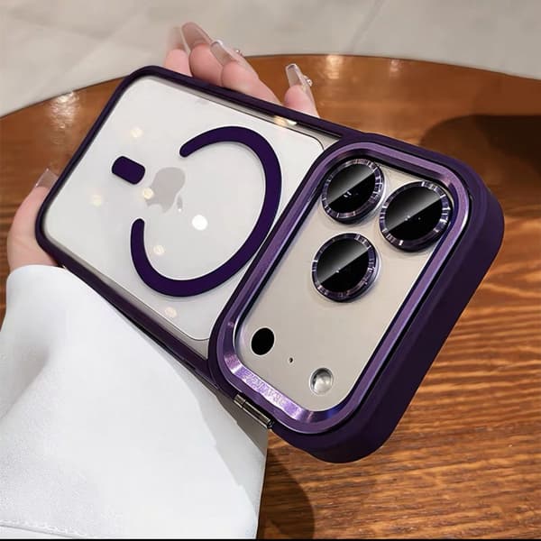 Etui til iPhone 14 Pro MAX Magnetisk Stativ Linse Detalj Snor Mørk Lilla Noz29823