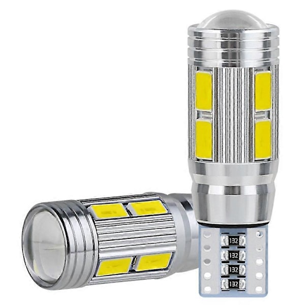 2 STK W5W T10 12V 6000K 5630 10 SMD Bil LED Pære Canbus Skiltlys Kile Side Blinklys S