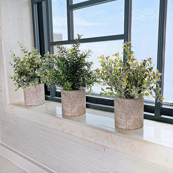 Kunstige planter med blomsterpotter, små blomsterpotter, kontor desktop dekoration, falske planter, hjemmekontor, indretning (DS529)