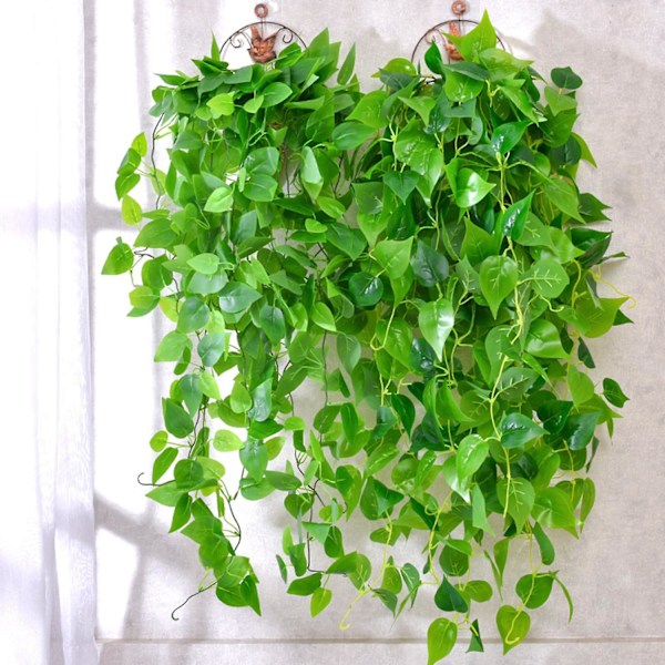 1 Bukett Kunstig Plante Ser Ut Som 5 Greners Simulering Grønn Scindapsus Cirrus Plante Hjemmeinnredning E