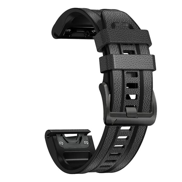 Hiilenharmaa silikoni + nahka Quick Release -kellon ranneke