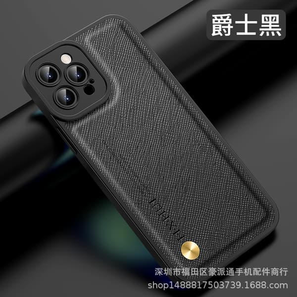 Fodral för iPhone 15 Pro Jazz Svart [med magnetisk sugfunktion] lädertexturerad silikon Magnetisk