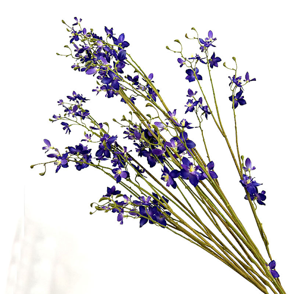 Simuleret Lærkespore Enkelt Gren 3-Grenet Kunstig Blomst Hjem Bryllupsdekoration Violet Mini Orkide Sky Blue