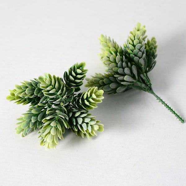 Kunstig sukkulent med flokket kongle i potte, grønn plante-kombinasjon - Simulerte blomster, 10 gress - Am Matches the image Flocking 10 grass