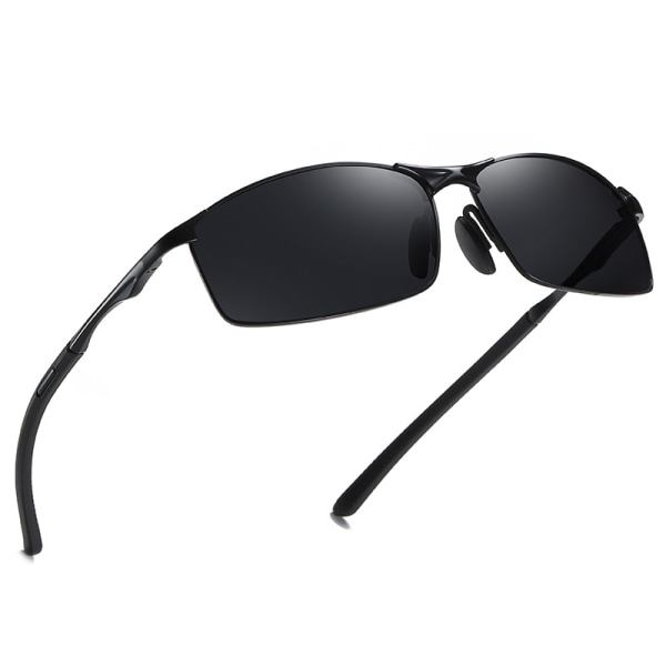 Män Polariserade solglasögon Metallram Solglasögon Cykling Körning Resor Träningsglasögon Black Frame gray piece