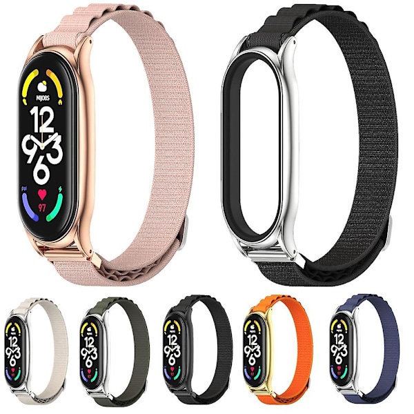 Armeijanvihreä hopea nylonkellon ranneke, yhteensopiva Xiaomi Mi Band 6 / 5 / 4 / 3 kanssa
