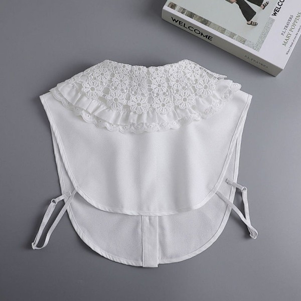Dame falsk krage Avtakbar halvdukke Hvit sjal genser D Half-length three-layer