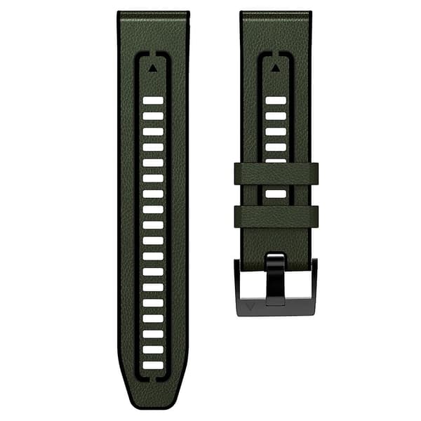 Armeijanvihreä silikoni + nahka Quick Release -kellon ranneke