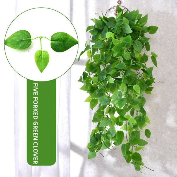 1 Bukett Kunstig Plante Ser Ut Som 5 Greners Simulering Grønn Scindapsus Cirrus Plante Hjemmeinnredning C