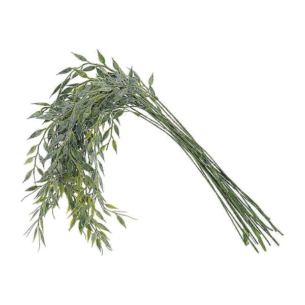 30 st Konstgjorda Realistiska Salixblad Med Grenar Falska Växtstjälkar Dekoration för Blomsterarrangemang