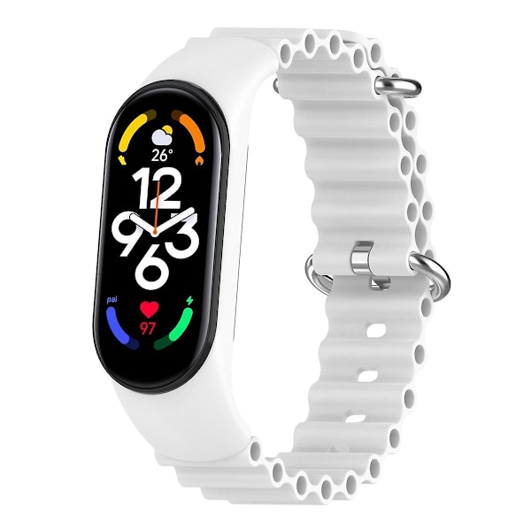 Vit Vit Silikon Armbandsrem kompatibel med Xiaomi Mi Band 7 / 6 / 5 / 4 / 3