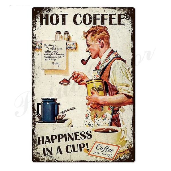 Kaffeplåtskylt Vintage metallskyltar plack för väggdekor 20x30cm / TH1752