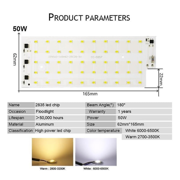 Ledlampa Smart Ic Floodlight Smd 2835 Chip Warm White