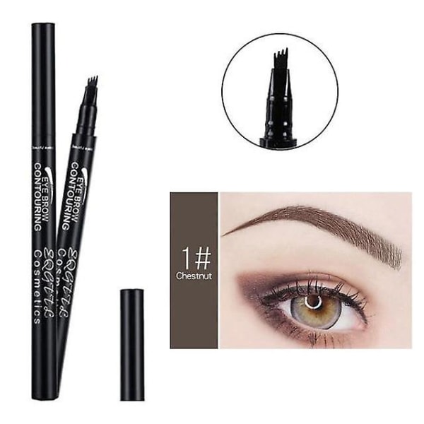 4 Head Makeup Eyebrow Enhancers - High-end Automatisk matt ögonbrynspenna Chestnunt