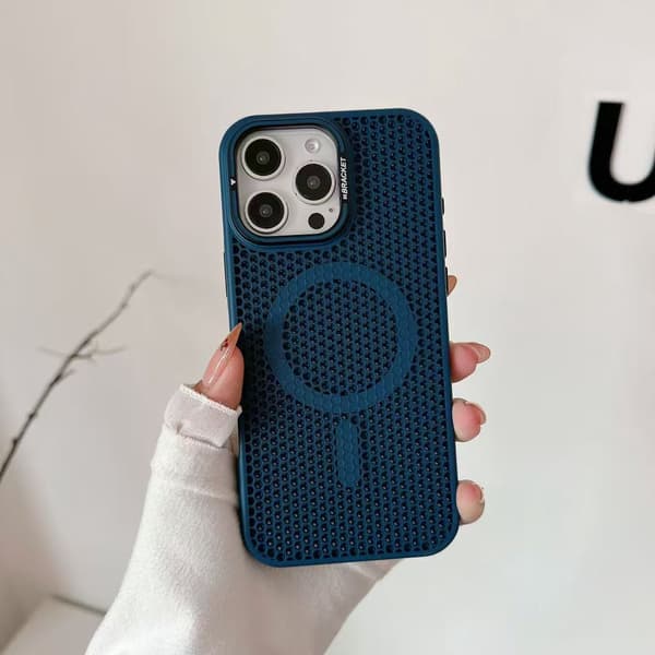Fodral för iPhone 15 Pro Max Frostat Magnetiskt Stativ Linsdetalj Ventilerad Noz31796