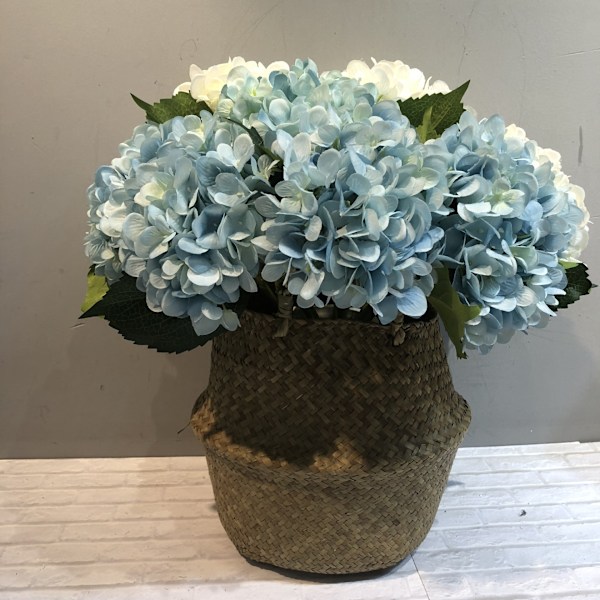 Konstgjord Hortensia Bröllopsbukett Enkel Stjälk med Två Blad Heminredning White,