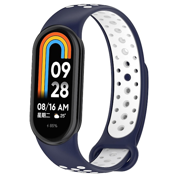 Midnattsblå Vit Midnattsblå Vit Silikon Armbandsrem kompatibel med Xiaomi Mi Band 8