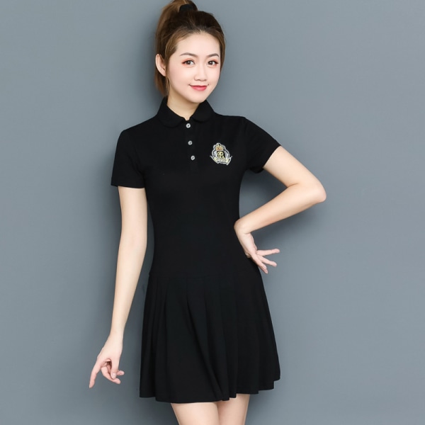 Kjol Polo dam Klänning i koreansk stil Studentklänning Coline Black M