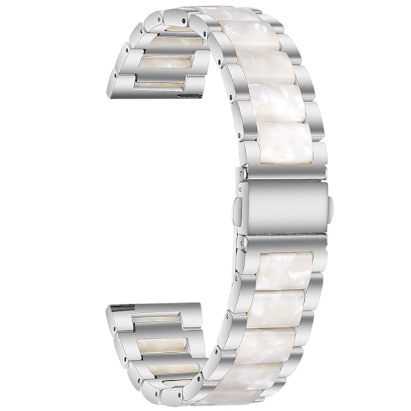Hopea Helmi Valkoinen Hopea Helmi Valkoinen yhteensopiva Garmin Venu/vivoactive 3 Music 20mm Teräs+hartsi rannekkeen kanssa