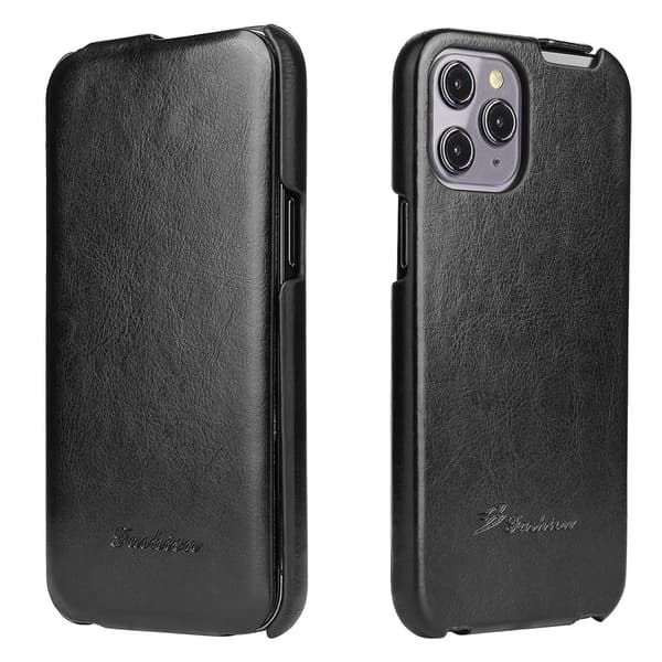Kotelo iPhone 16:lle, musta, läppämallinen