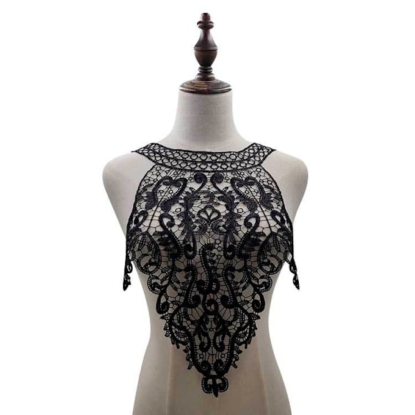 Dame falsk krage Avtakbar halv Blonde Korsage Polyester Fil Black Black