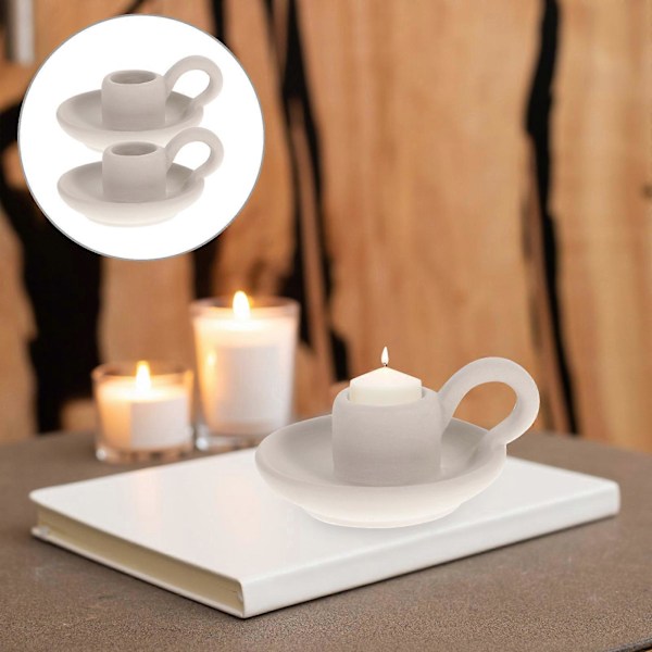 2 stk. Keramisk Lysestake - Enkelt Chic Ornament
