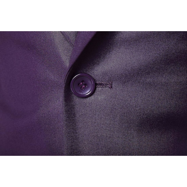 Nytt 3-delat Slim Fit- set för män, kavajvästbyxor Business Bröllopsjacka väst och byxor Purple XL