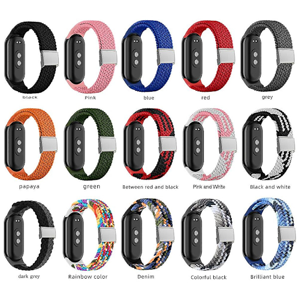 Rød Sort Rød Sort Nylon Flettet Stålspænde Urrem kompatibel med Xiaomi Mi Band 8
