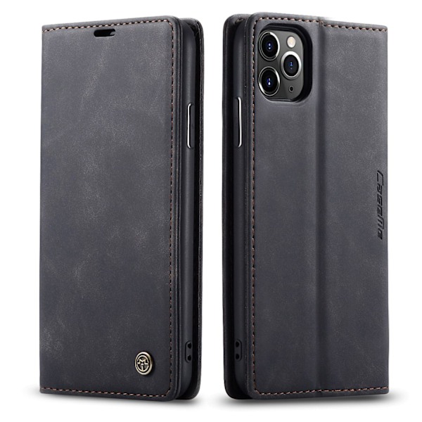 Etui til iPhone 15 sort Wallet med kortholder Retro Flip