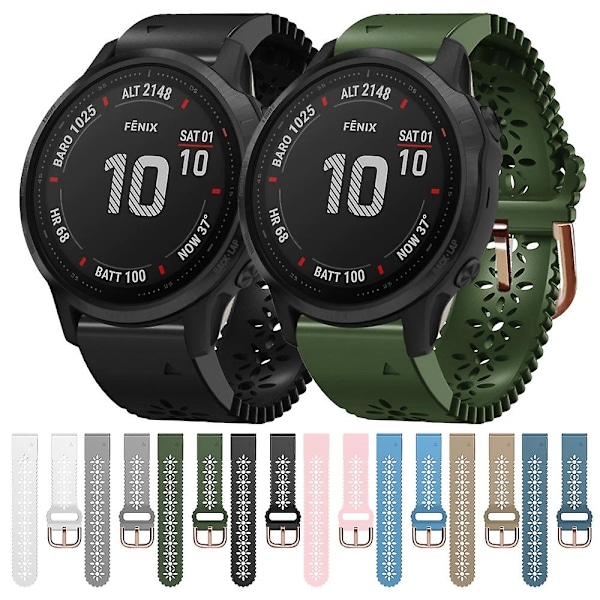 Vit Vit Silikonklockarmband kompatibelt med Garmin Fenix 6S Pro