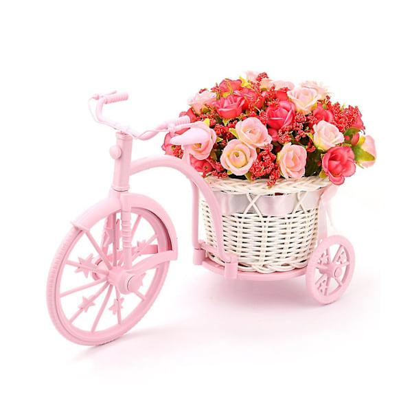 Nostalgisk cykel konstgjord blomma dekoration växtställ (gul)