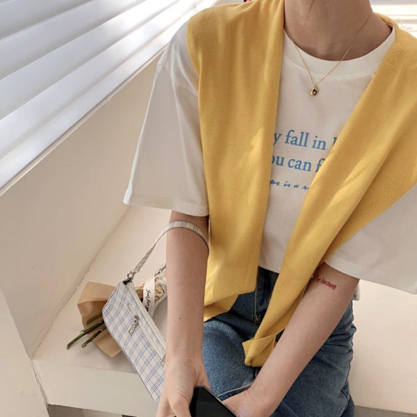 Dame falsk krage Avtakbar halv sjal Sommerjakke Solid Co Ginger yellow 100cm