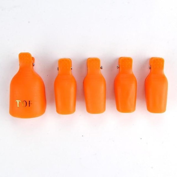Foot Toe Soak Off Cap Färgglad plastklämma - Uv Gel Polish Remover Wrap Orange