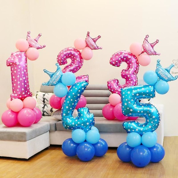 Söta nummer folieballonger för festdekorationer blue5