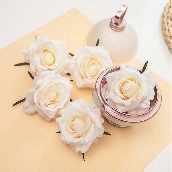 50 st/set Konstgjorda blomhuvuden Livfulla Inget behov av vatten Elegant Simulerad rosenblomma Huvud för gåva Dark Red