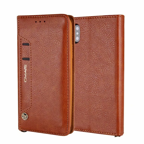 Etui til iPhone 14 Pro Max brun Roterende Wallet med kortholder og snap-on Flip Wallet med kortholder