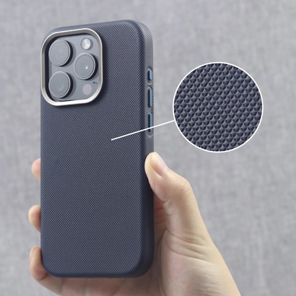 Fodral för iPhone 16 Pro Max Navy Diamantmönster läder magnetisk lins